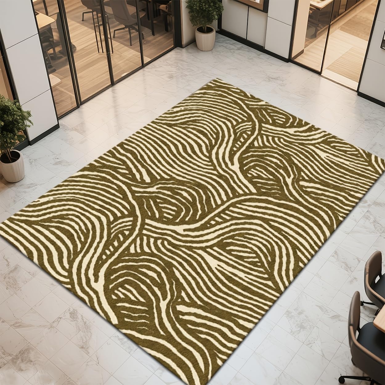 Tapis de salon lavable et antidérapant doux vert gazon