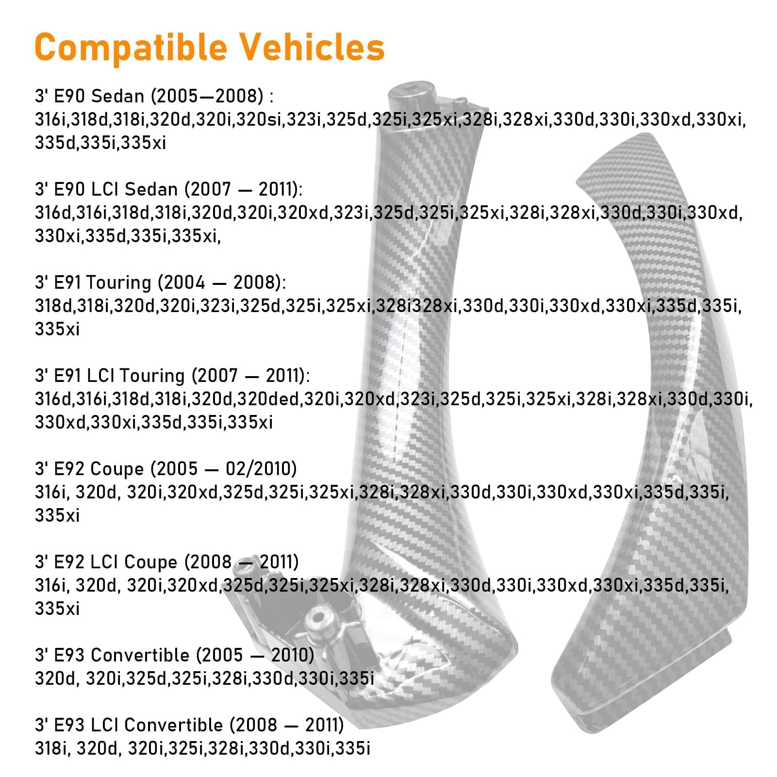 TTCR-II 6 stuks, compatibel met deurgreep voor BMW 3-serie E90/E91/E92