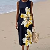 Women's Summer Resort-Style Dress Sleeveless Round Neck Dress