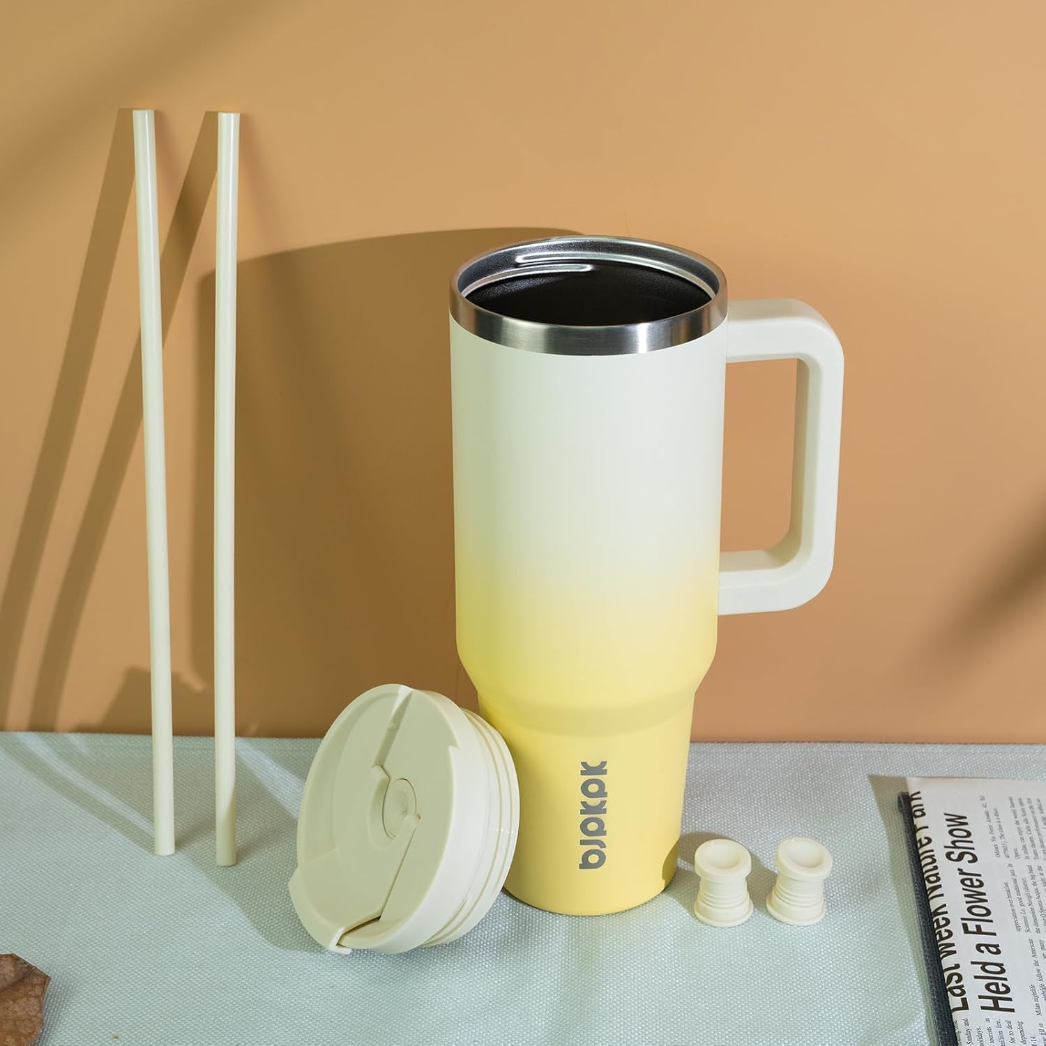 BJPKPK Insulated Tumblers With Handle And Straw 30 oz Stainless Steel Tumbler Cups With Lid,Pistachio Green - Image 6