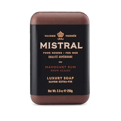 Mistral Jabón en barra orgánico, Rom de caoba, 8.8 onzas