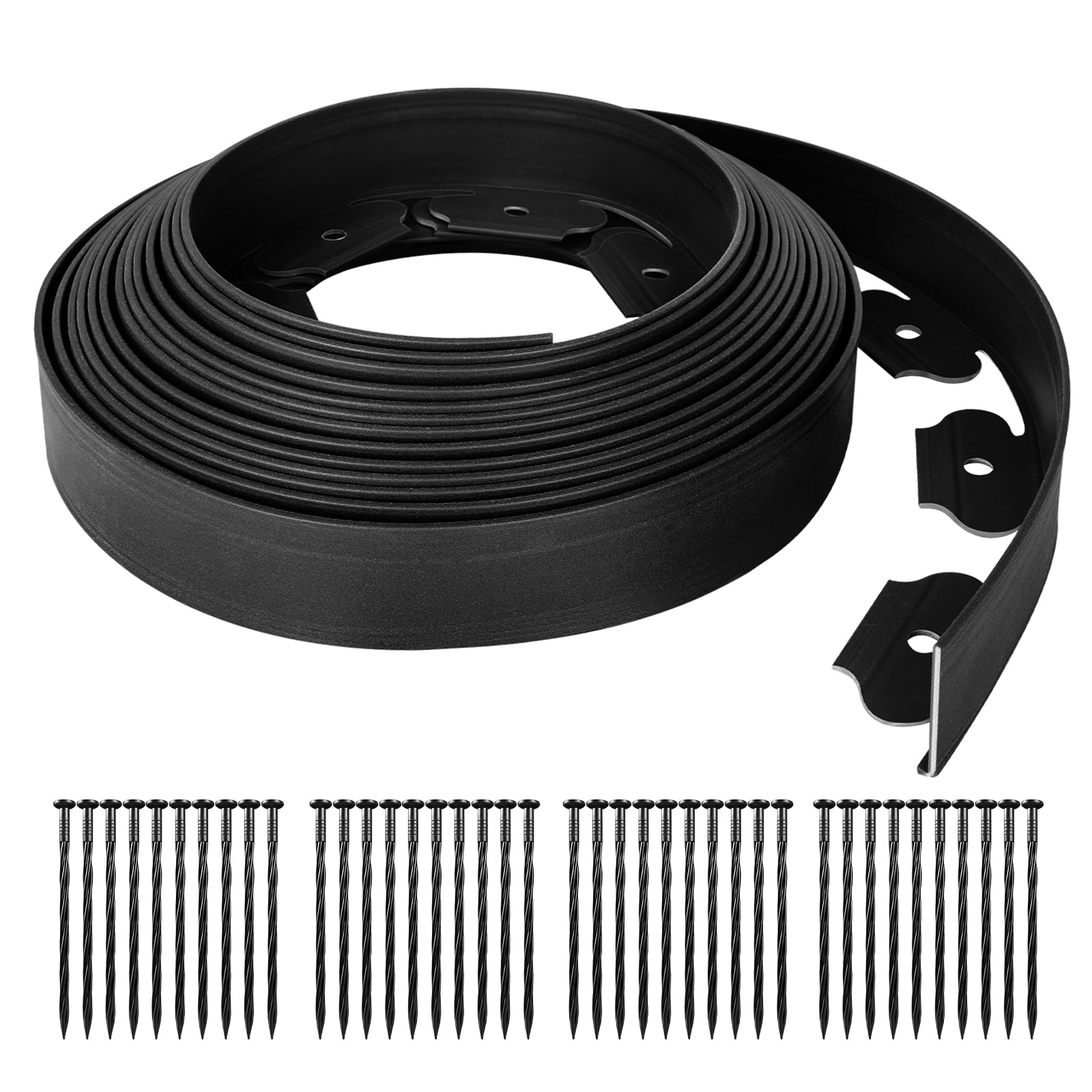 GROWNEER Garden Edging Borders 10m Landscape Edging Extra Tall 10cm High with 40pcs Stakes No Dig Garden Border Lawn Edging Mini Plastic Fence for Flowerbeds Grass (Black)