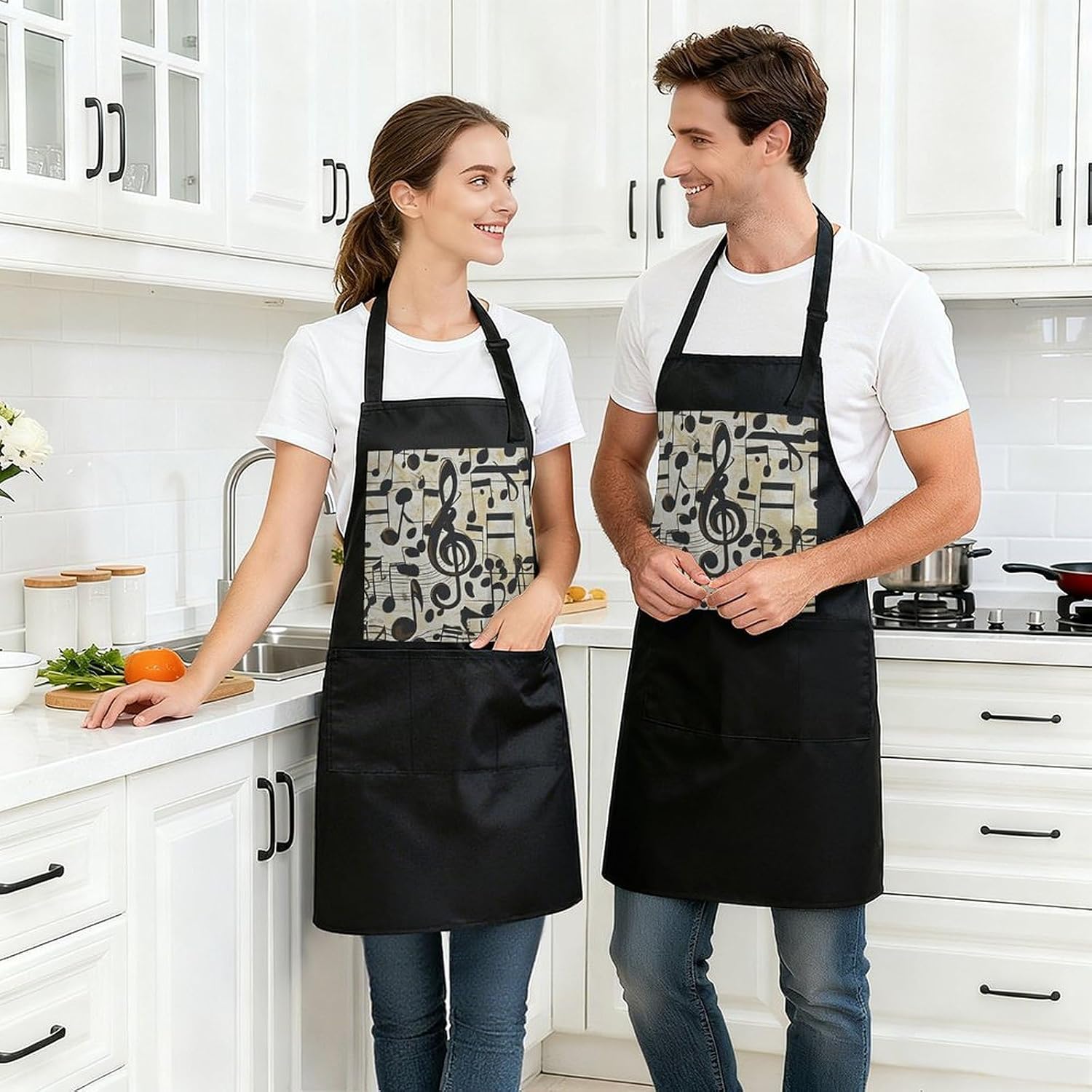 Waterproof Kitchen Apron, Adjustable Bib Apron with 3 Pockets image 3