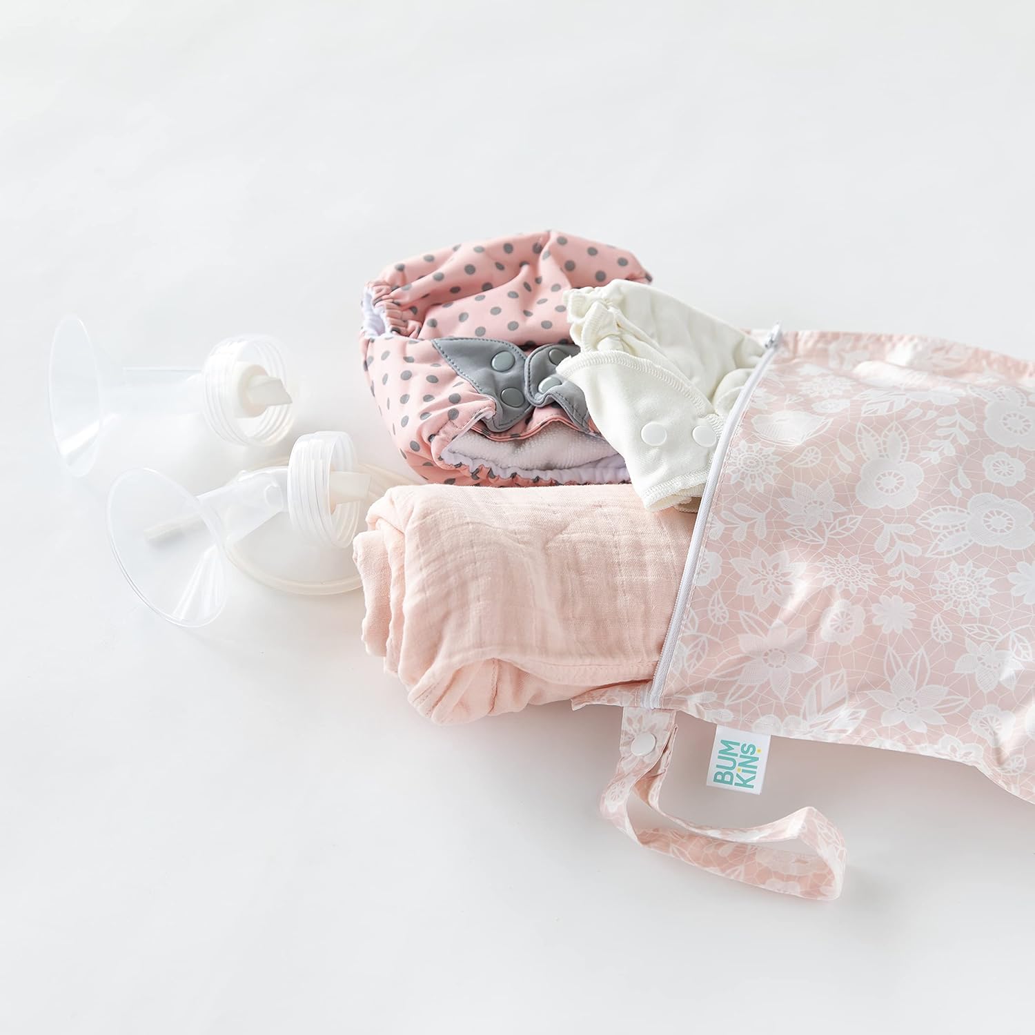 Bumkins Waterproof Wet Bag, Washable, Reusable for Travel, Beach, Pool, Stroller, Diapers, Dirty Gym Clothes, Wet Swimsuits, Toiletries, 12x14 – Lace : Baby