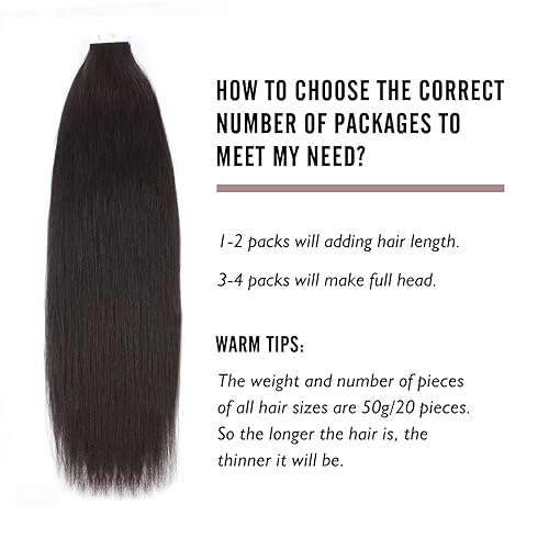 Miniatura 4 de ABH AMAZINGBEAUTY HAIR Extensiones rizadas con cinta adhesiva de doble cara para la piel, extensiones de cabello real Remi, color negro azabache, 22