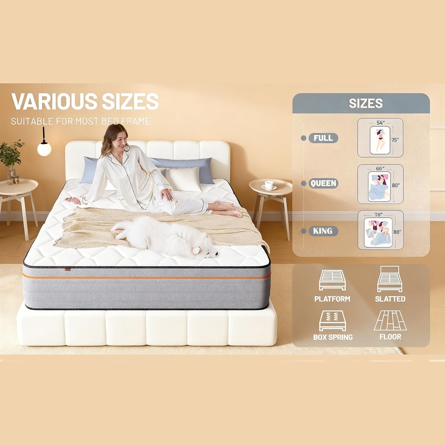 10/12 Inch Queen Mattress, Hybrid Medium Firm Memory Foam Mattress with Innerspring, Reinforced Edge Support, Cooling Gel Pillow Top, Twin/Full/King Size (Queen (U.S. Standard), 12inch)