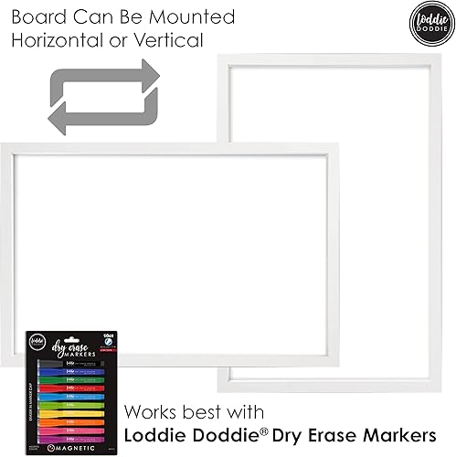 Miniatura 3 de Loddie Doddie Pizarra magnética de borrado en seco de 24 x 36 pulgadas para montaje en pared con bandeja de marcadores integrada y marco blanco