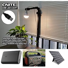 Onite USB LED Light Bulb, Emergency Backup Lighting for Camping, Garage, Power Outage Preparedness, for Portable Power Station & Solar Panel, Outdoor Lantern with Hook & 8.4ft Cord, Warm White (1)