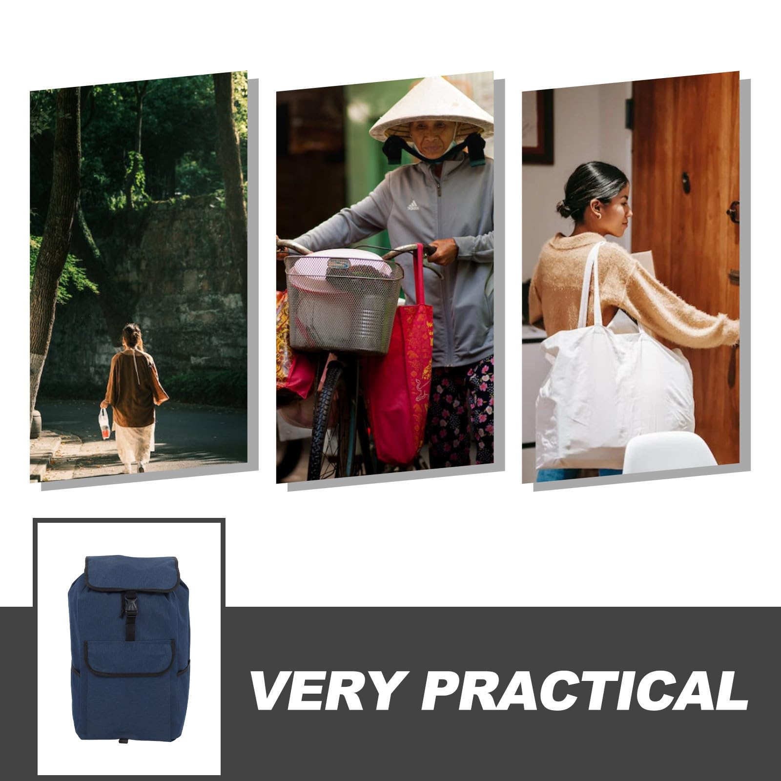 Bolsa de Reemplazo y Diseño Plegable con Bolsillos Laterales Azul de Tela Oxford para Carrito de para Uso Cotidiano y