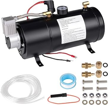 12V 15A Oil-Free Air Compressor 150PSI 3L Tank Capacity for Horn Modification, Regular Car, Light Car Tires, Ball, Inflatable Raft Air Inflation with Hose Included