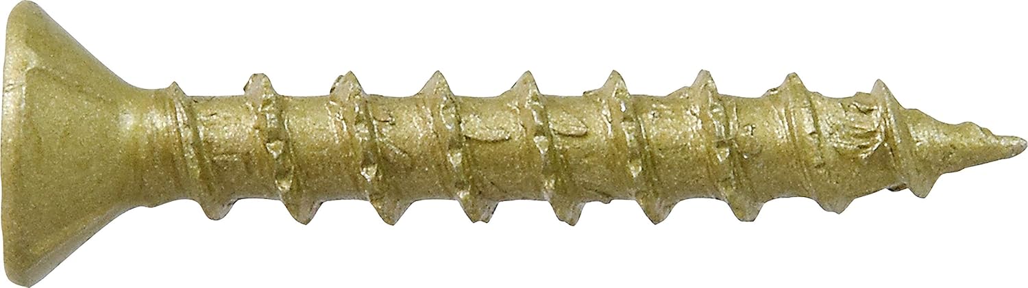 Power Pro Premium One Multi-Material Flat Head Screws, Epoxy Coated Steel, Fasten in Wood, Metal, Concrete, Drywall and Plastic, Bronze, #10 x 1-¼ inches, Box of 145 Screws