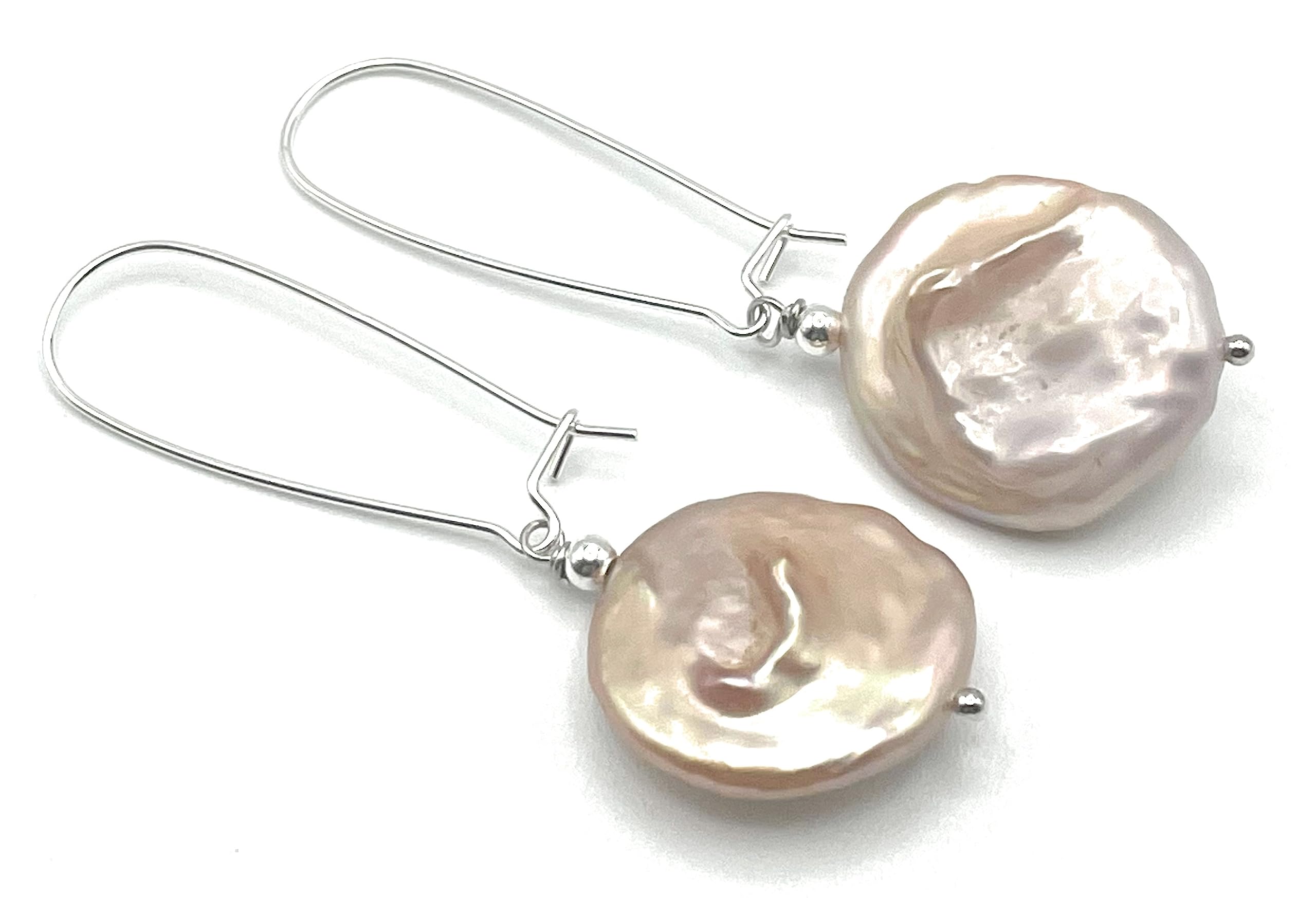 Orecchini con Grandi Perle Barocche Rosa, Pendenti in Argento 925, Gioielli Matrimonio, Pietre Dure Naturali, Bijoux Artigianali, Regalo