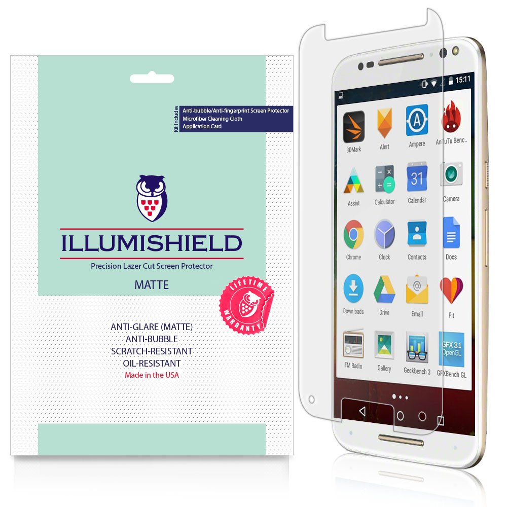 Motorola Moto X Pure Edition Screen Protector (Moto X Style)[3-Pack], iLLumiShield - Anti-Glare (Matte) HD Clear Film/Anti-Bubble & Anti-Fingerprint/Japanese Shield