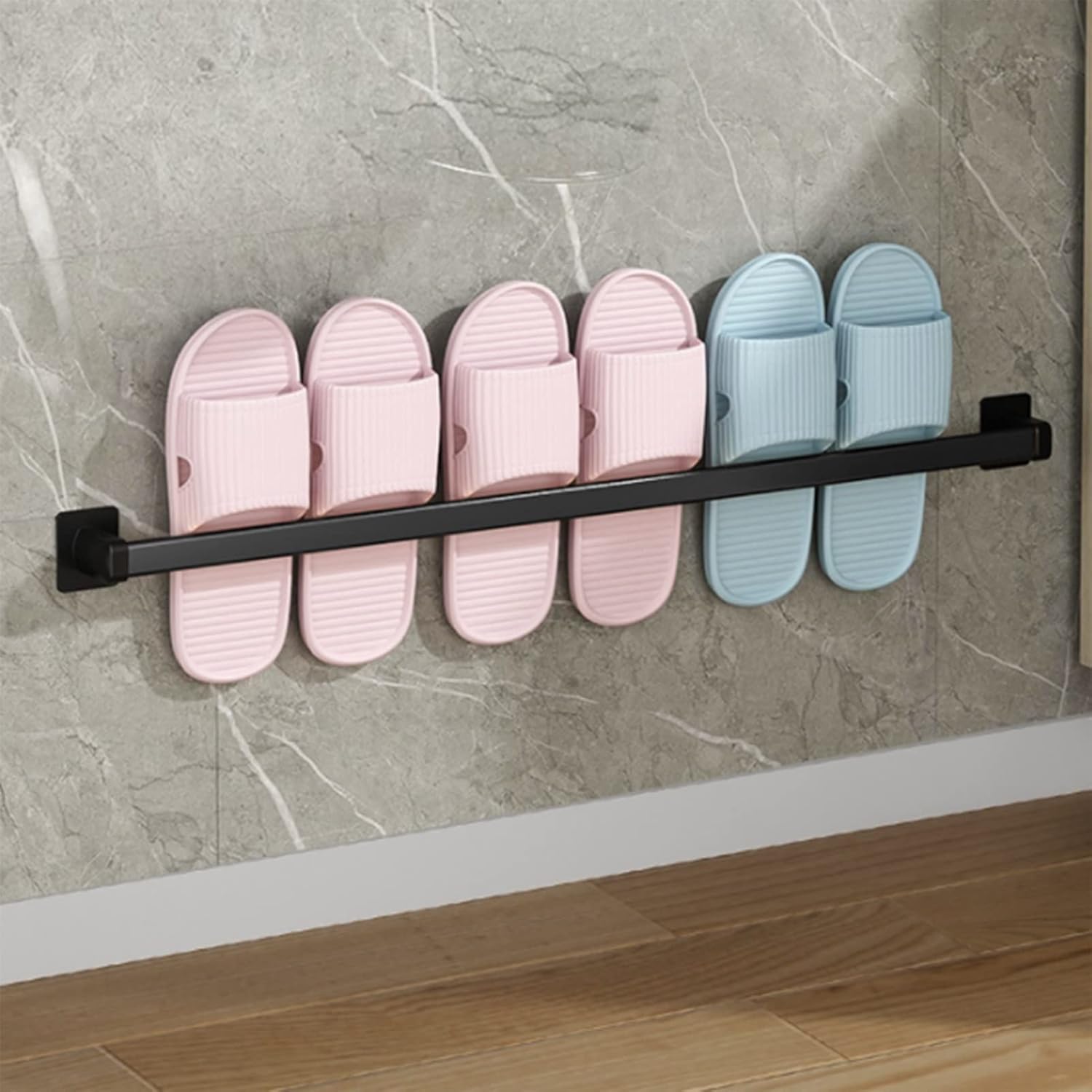 Wall Mounted Shoe Rack, Hanging Carbon Steel Slipper Shelf, Bathroom Shoe Holder, for Closet, Entrance Passage, Can Store of Sandals of Sneakers