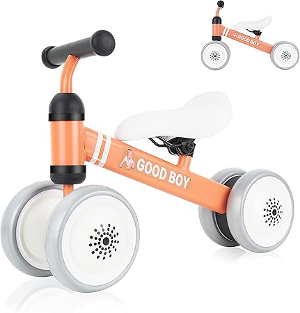 Amazon 三輪車2歳 子供用三輪車 超軽量 さんりんしゃ 子供1歳 前後4輪 さんりんしゃ 子供3歳 ベビーバイク 組み立て簡単 ペダルなし自転車 男の子 女の子 出産祝い 1歳 誕生日プレゼントに最適 室内外兼用 ベビーカー 日本語説明書付き ギフト おもちゃ 橙 三輪車