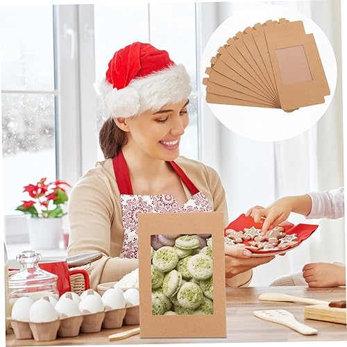 Miniatura 4 de Mobestech Caja de regalo de papel Kraft Cajas de regalo Kraft Cajas de galletas Contenedor de comida para bebés Contenedores de comida de papel