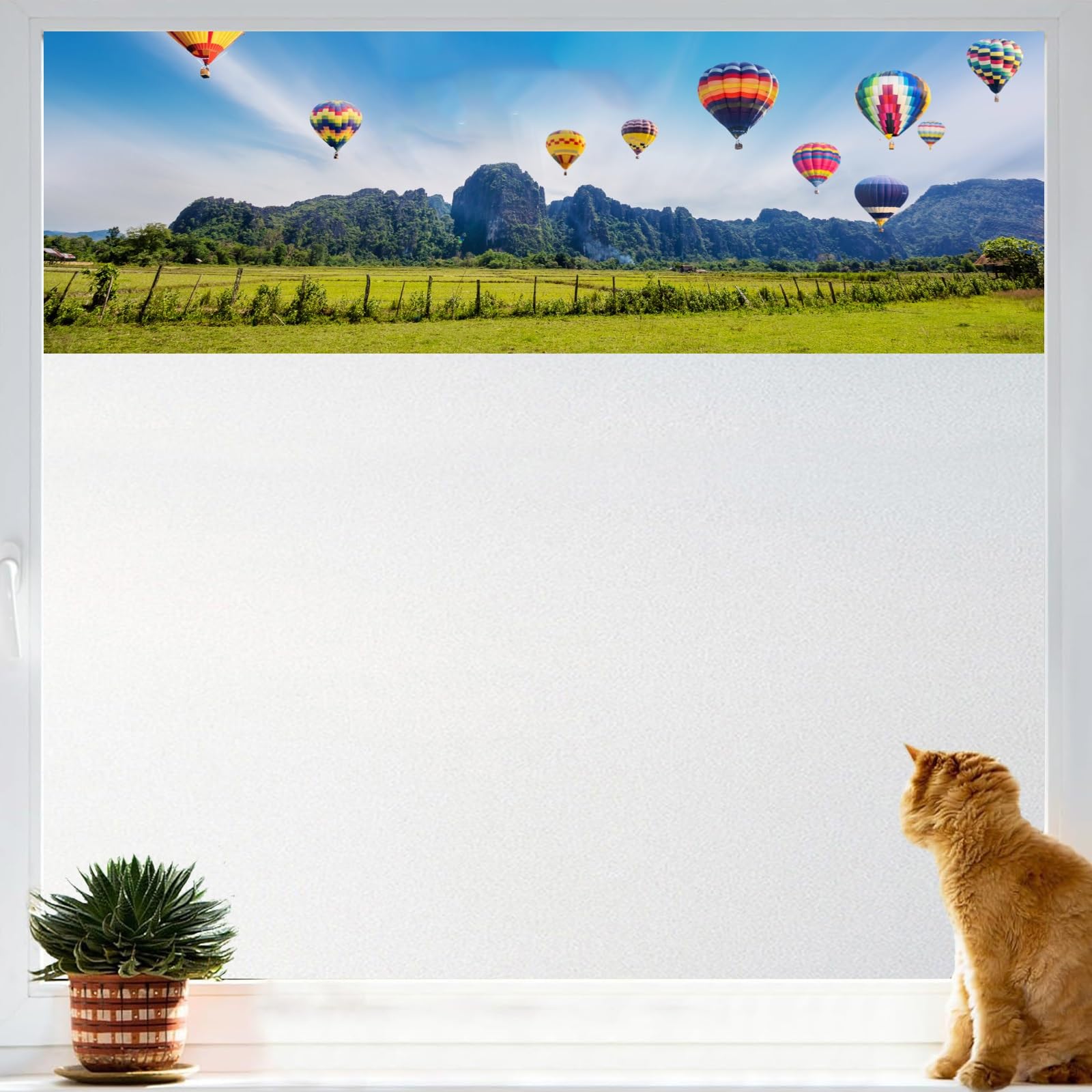 Fensterfolie Verdunkelungsfolie 80 x 400 cm Statisch Haftend Anti-Uv Kein Kleber Wiederverwendbar Sonnenschutz Fensterfolie für Innen für Fenster Innen & Außen, weiß matt