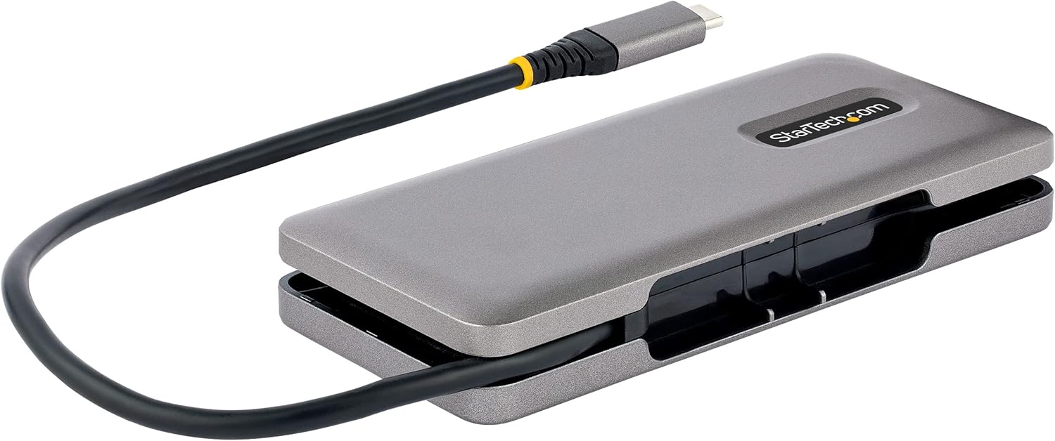 StarTech.com 4-Port USB-C Hub, 4X USB-C Ports, USB 3.1-10Gbps - Portable USB C Hub w/ 100W Power Delivery Pass-Through - USB Type C Hub w/ 12.6in/32cm Wrap-Around Cable - USBC Splitter (HB31CM4CPD3)