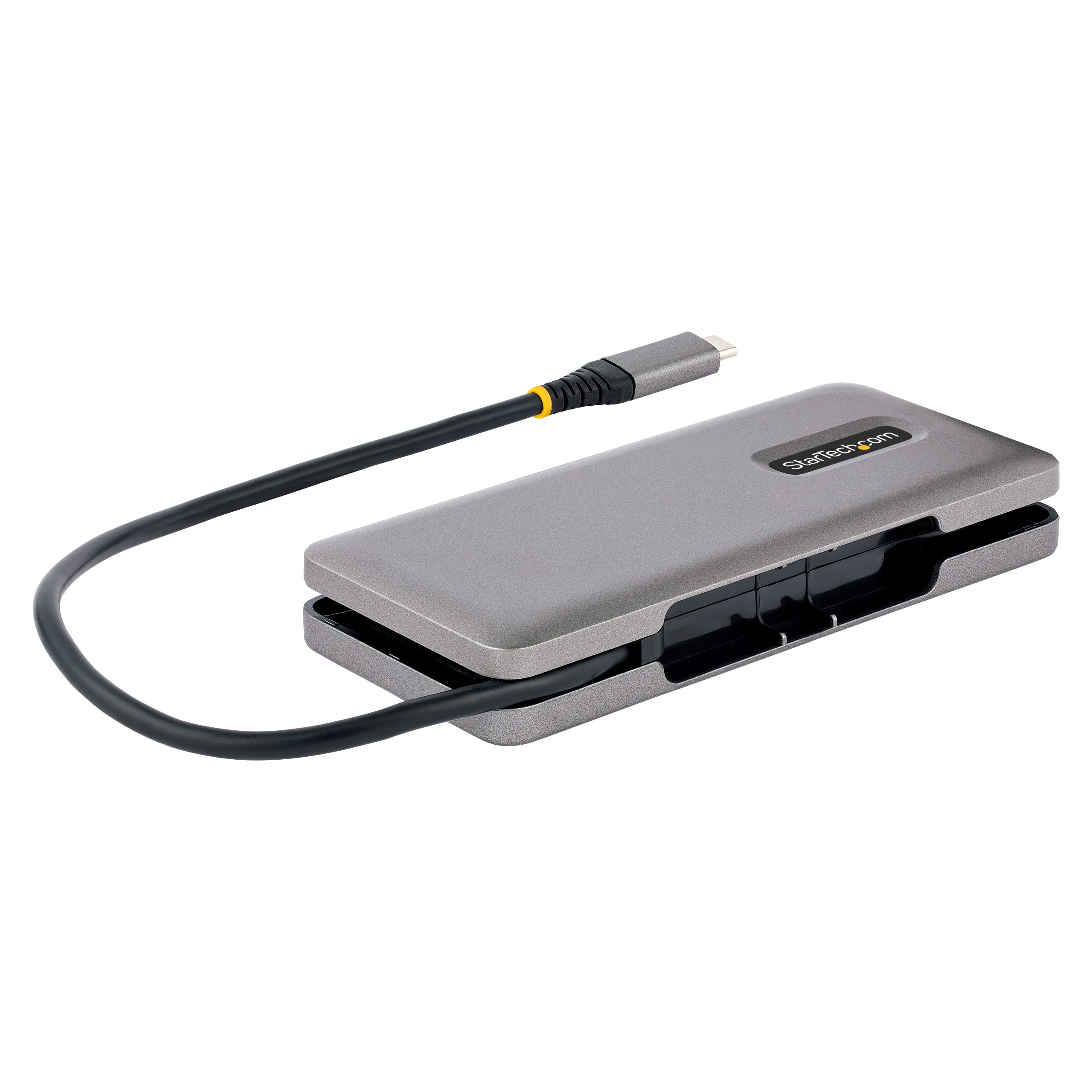 StarTech.com 4-Port USB-C Hub, 4X USB-C Ports, USB 3.1-10Gbps - Portable USB C Hub w/ 100W Power Delivery Pass-Through - USB Type C Hub w/ 12.6in/32cm Wrap-Around Cable - USBC Splitter (HB31CM4CPD3)