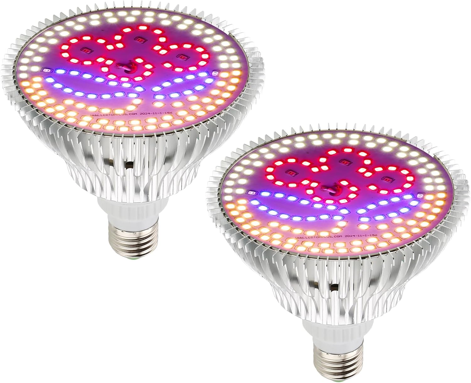 highydroLED 2Pack 156 LED Full Spectrum Plant Light, E27 Grow Light Bulb for Indoor Plants, Plant Lamp with Red/Blue/White/Warm/IR/UV, 85-265V, Easy Install for Succulents Flowers Veggies