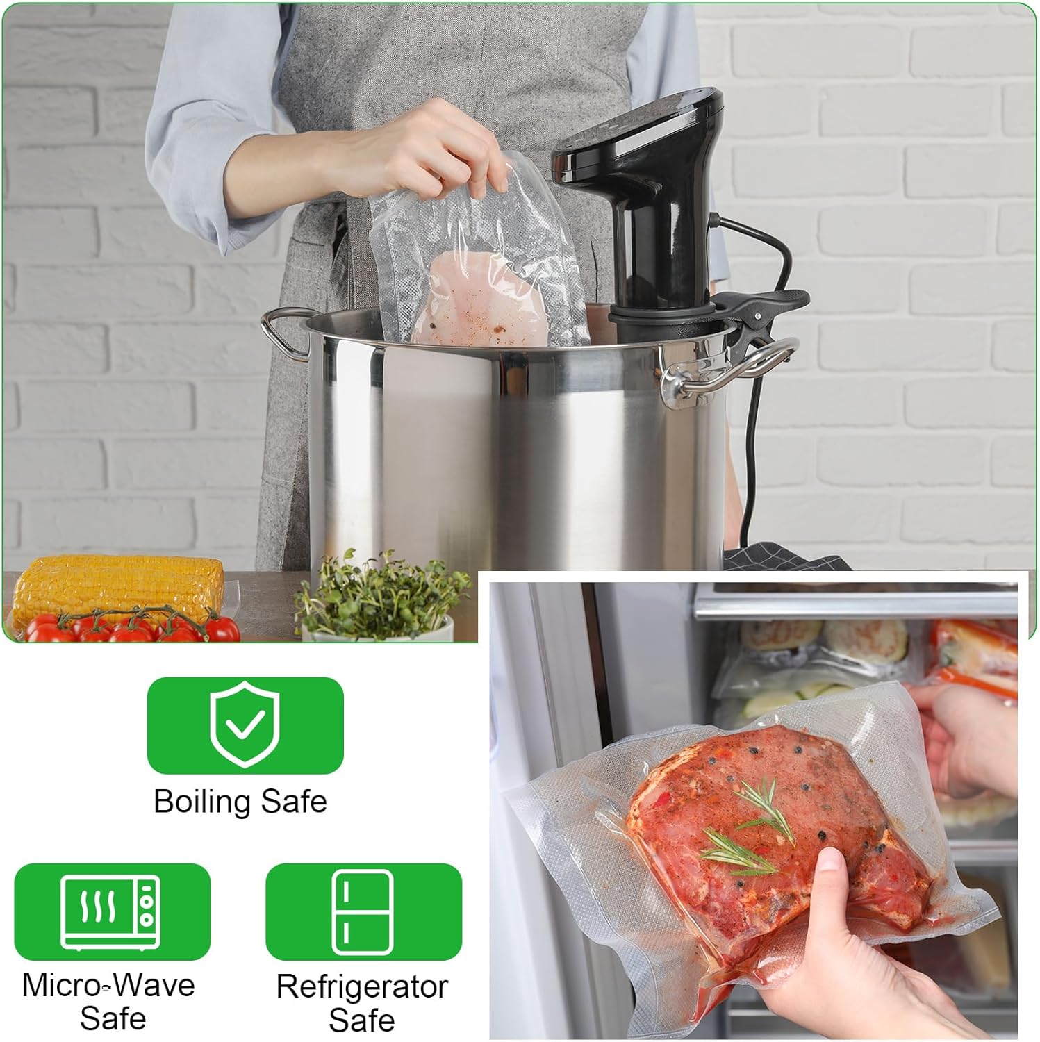 300 Pcs Vacuum Sealer Bags Bulk Vacuum Sealer Bags for Food Gallon 11" x 16" and Quart 8" x 12" and Pint 6" x 10" BPA Free, Heavy Duty for Vacuum Storage, and Sous Vide