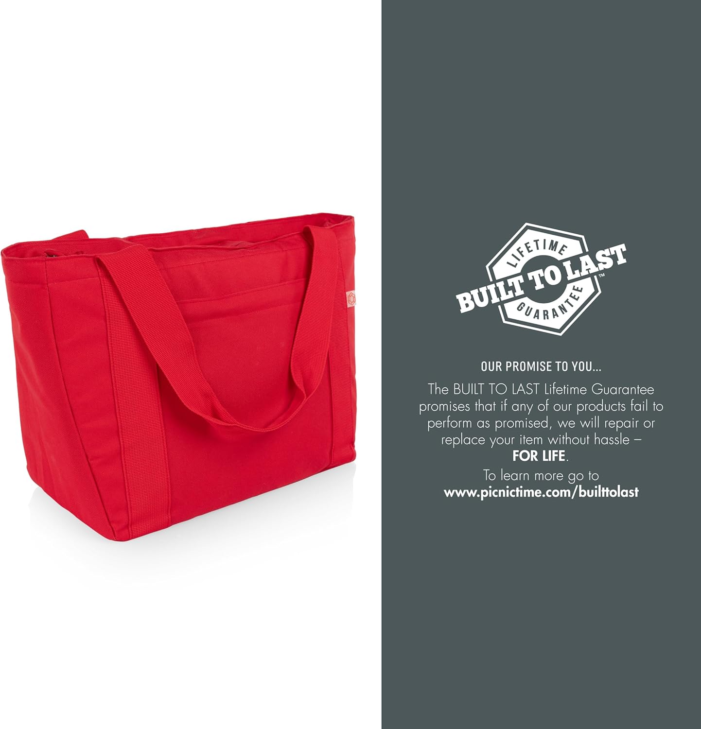 PICNIC TIME Topanga Cooler 2.0 Tote Bag, Versatile Insulated Cooler Bag with 24-Can Capacity, Soft Insulated Tote with Water-Resistant Interior Liner, Long Straps, and Exterior Pocket, (Red) - Image 7