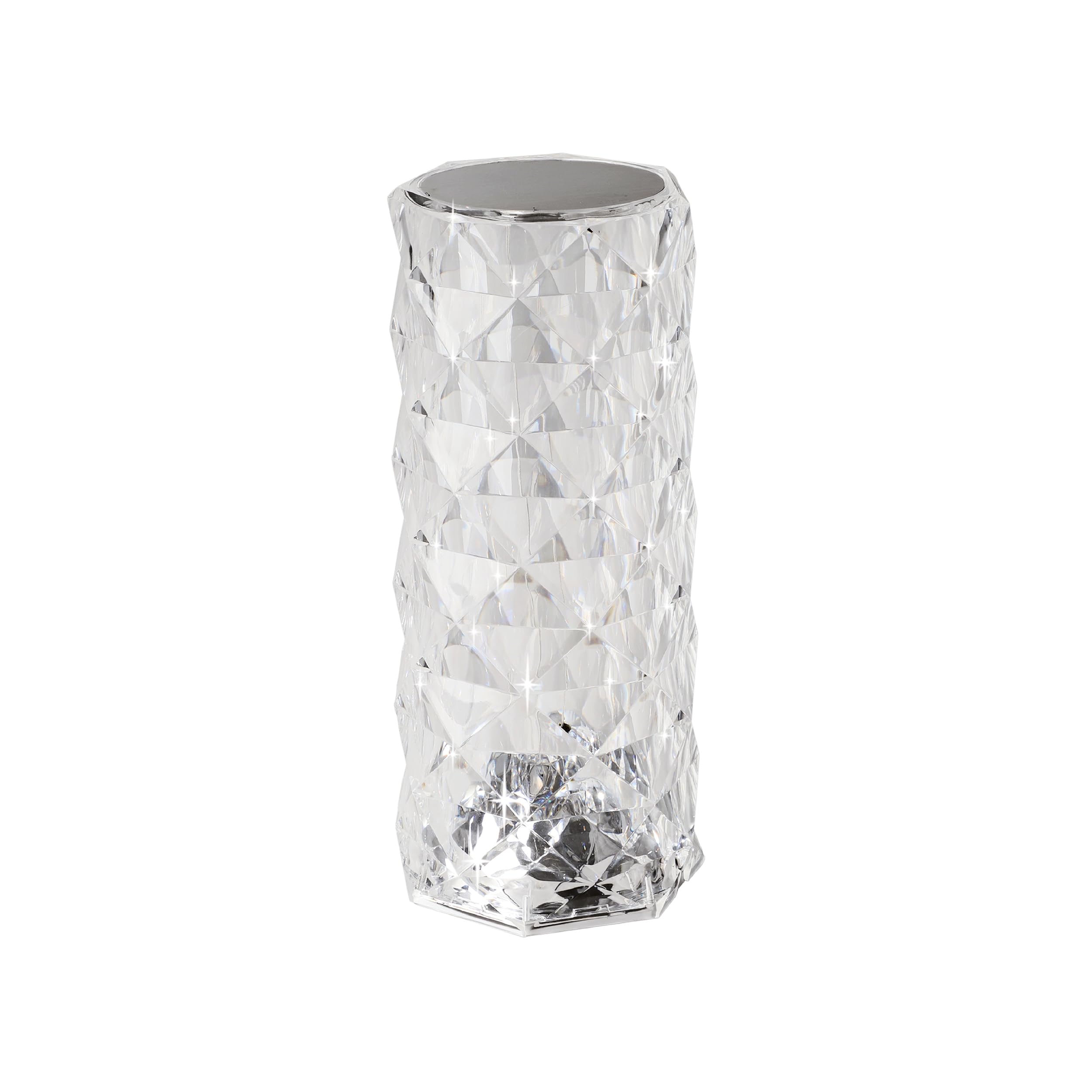 Eglo Cordless LED Table lamp Lucignano, Wireless Battery Bedside Light, USB Rechargable Indoor Lighting, RGB Colour Change, Transparent Plastic, Crystal Effect, Touch Function