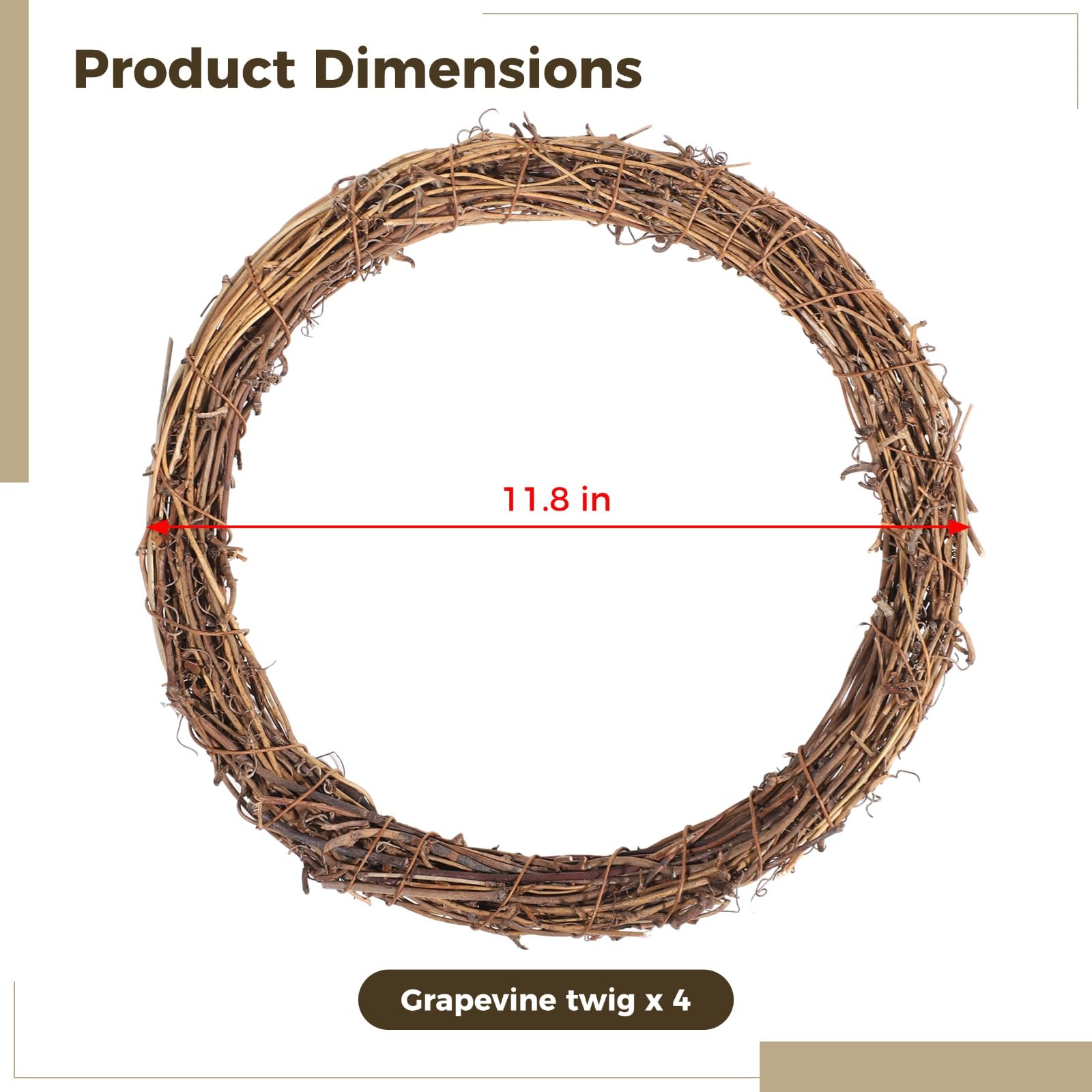 4 szt. DIY gałązki do majsterkowania z winorośli, średnica 30 cm, do girland i wieńców, pasują na wesele, do domu, na święta, drzwi, wazon i dekoracja ścienna, idealne do kreatywnych pomysłów na