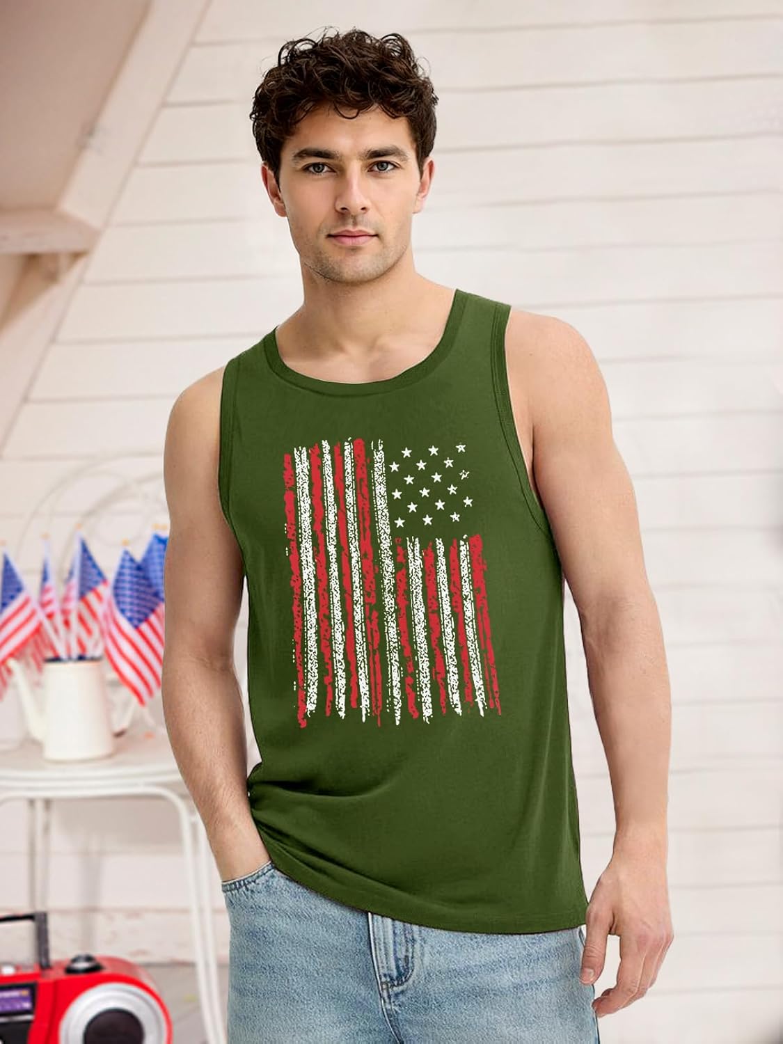 4th of July Tank Top Men 250 Anniversary Patriotic Sleeveless Shirts Stars and Stripes Independence Day Muscle Tanks - Image 3