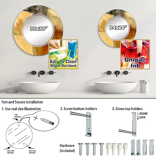 Miniatura 4 de DesignQ Terra Rosa Earth Mysteries III - Espejo de tocador, espejos de baño, espejos de pared para sala de estar, dormitorio, espejo redondo,