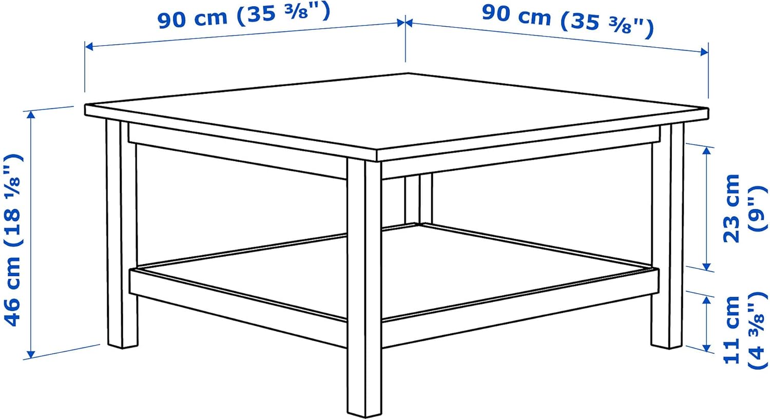 IKEA HEMNES Coffee Table dimensions diagram