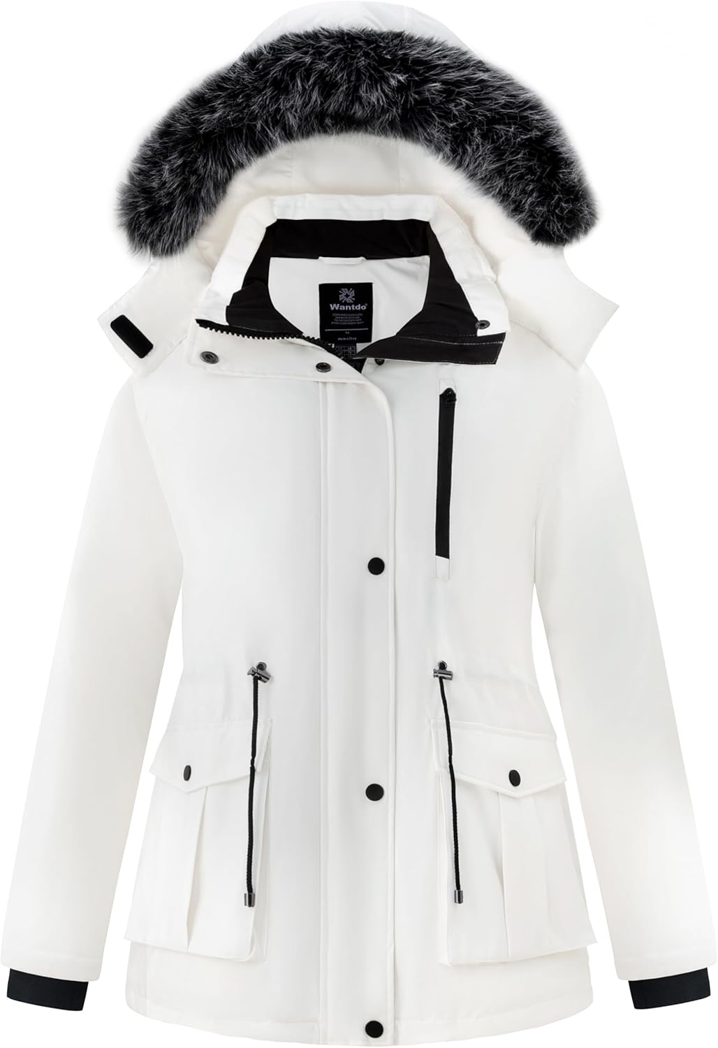 wantdo Women's Plus Size Winter Coat Waterproof Puffer Jacket Warm Thicken Parka with Removable Hood