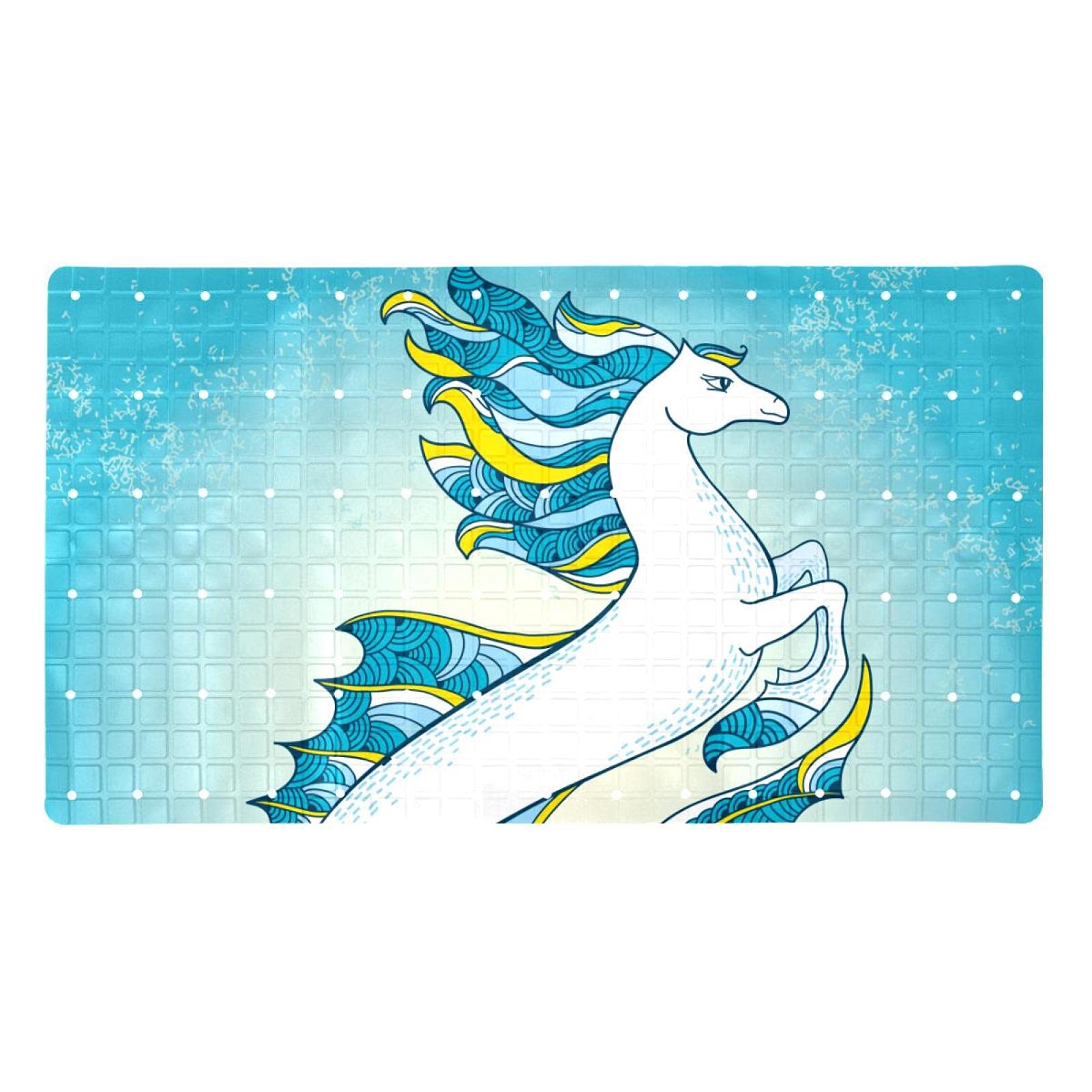Tapis de bain antidérapant 40 x 70 cm avec trous de drainage bleus