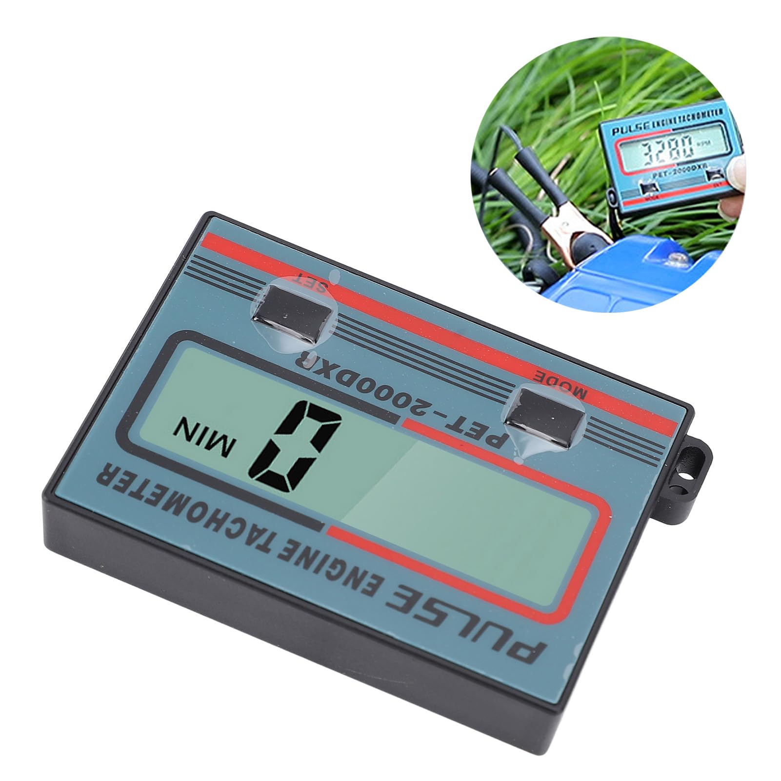Tacómetro de Motosierra de Inducción Digital de Mano, Tacómetro de Motor Pequeño de 2 Tiempos y 4 Tiempos, Tacómetro con Pantalla LCD IP65 para Motosierras Cortacésped Motor de