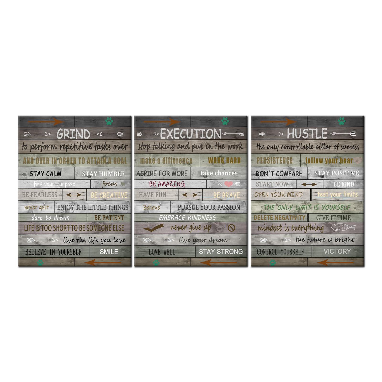 3 piezas de lienzo motivacional para pared, arte de muelle, ejecución, empresario, citas, carteles, impresiones inspiradoras de éxito, cuadros para decoración de dormitorio, oficina, listo para colgar