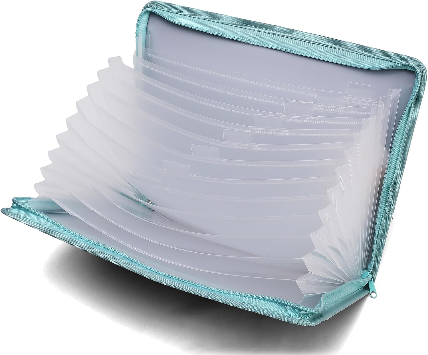 13-Pocket Expanding File Folder with Sticky Labels | A4/Letter Size Accordion Organizer with Zipper Closure | Certificate and Document Storage for Home, School, Office (Green)