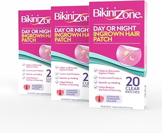 Bikini Zone Ingrown Hair Patches, Hydrocolloid Treatment for Day/Night Use, 20 Count 3 Pack