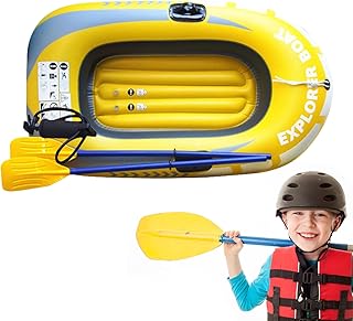 Schlauchboot - PVC Boot | Aufblasbares Boot 2 Personen 200 kg Tragfähigkeit mit Luftpumpe Paddel, 0,4 mm Dick, Robust, faltbar Wasserdicht für Freizeit