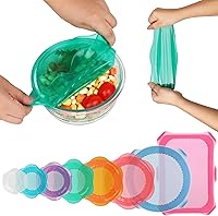 Vista 14 de Tapas elásticas de silicona para almacenamiento de alimentos en refrigerador, cubiertas elásticas reutilizables de cuenco para tazas, latas