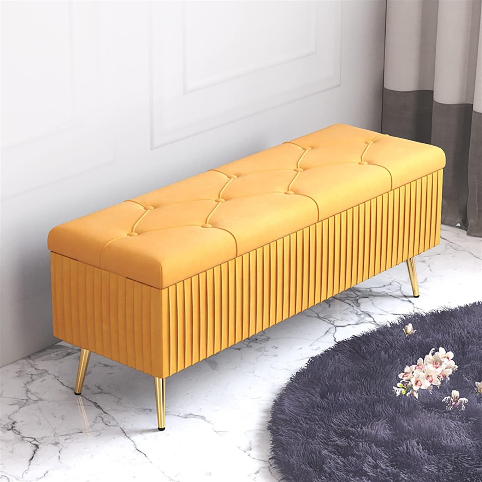 WJFTODAY Modern Velvet Shoe Storage Bench Ottoman Upholstered Plush Entryway Storage Padded Foot Rest Stool Stylish Shoe for Bedroom & Entryway Multi Functional Storage Solution