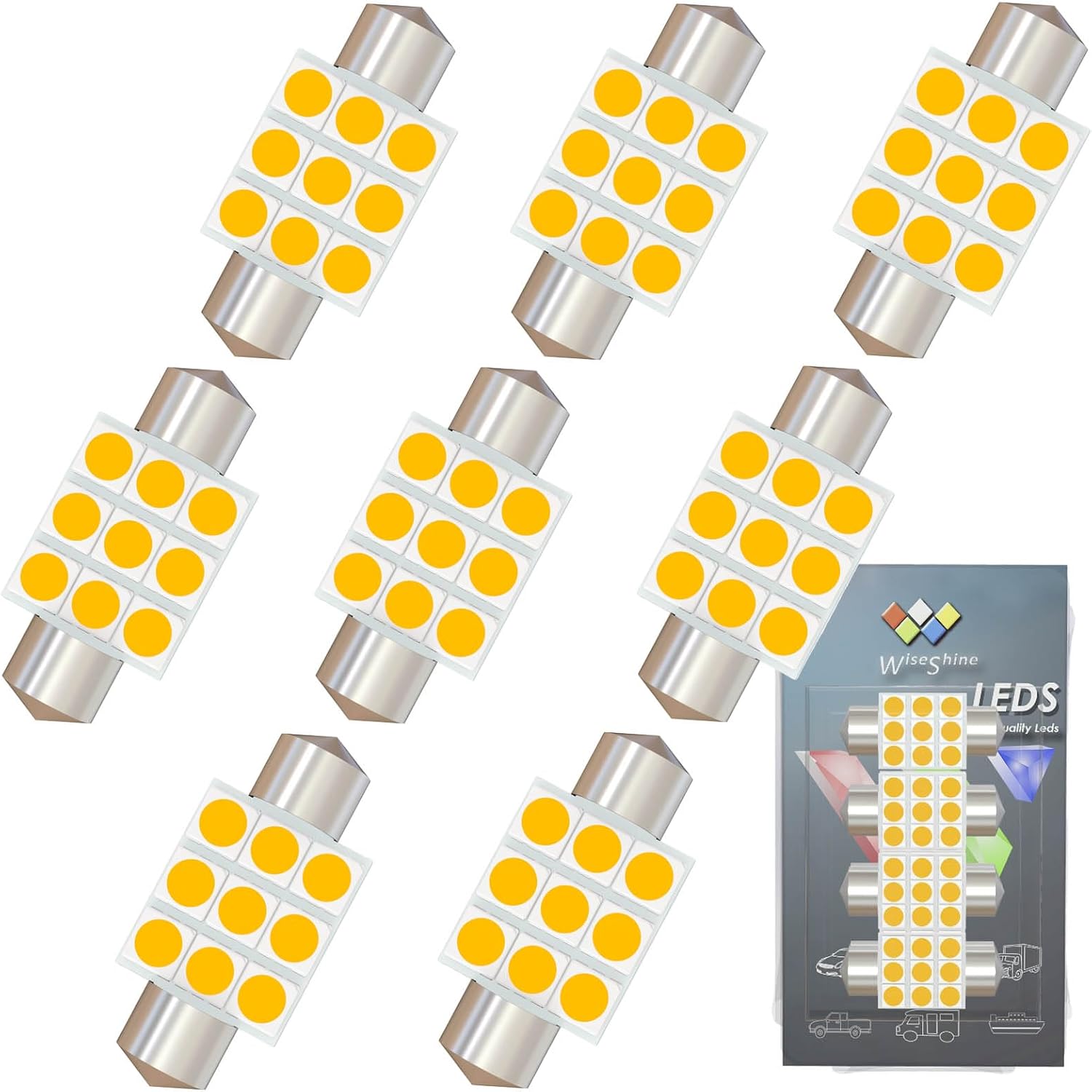 Festoon LED Bulb,6418 LED Bulbs Green 36mm,LED Bulb 6411 6423 DC 12V for Automotive Interior Door Cargo Lights (Pack 8)
