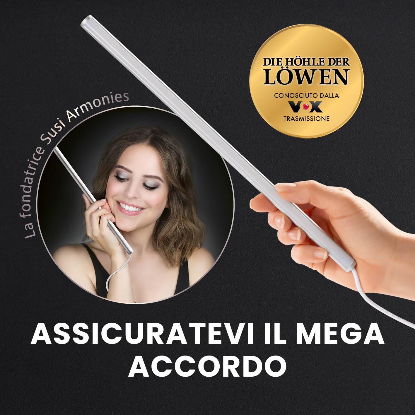 My Beauty Light® Glamour Edition 5-in-1 LED simula la luce del giorno per un make-up radioso | 5 diverse impostazioni di luce, design elegante e cavo in tessuto, facile da fissare