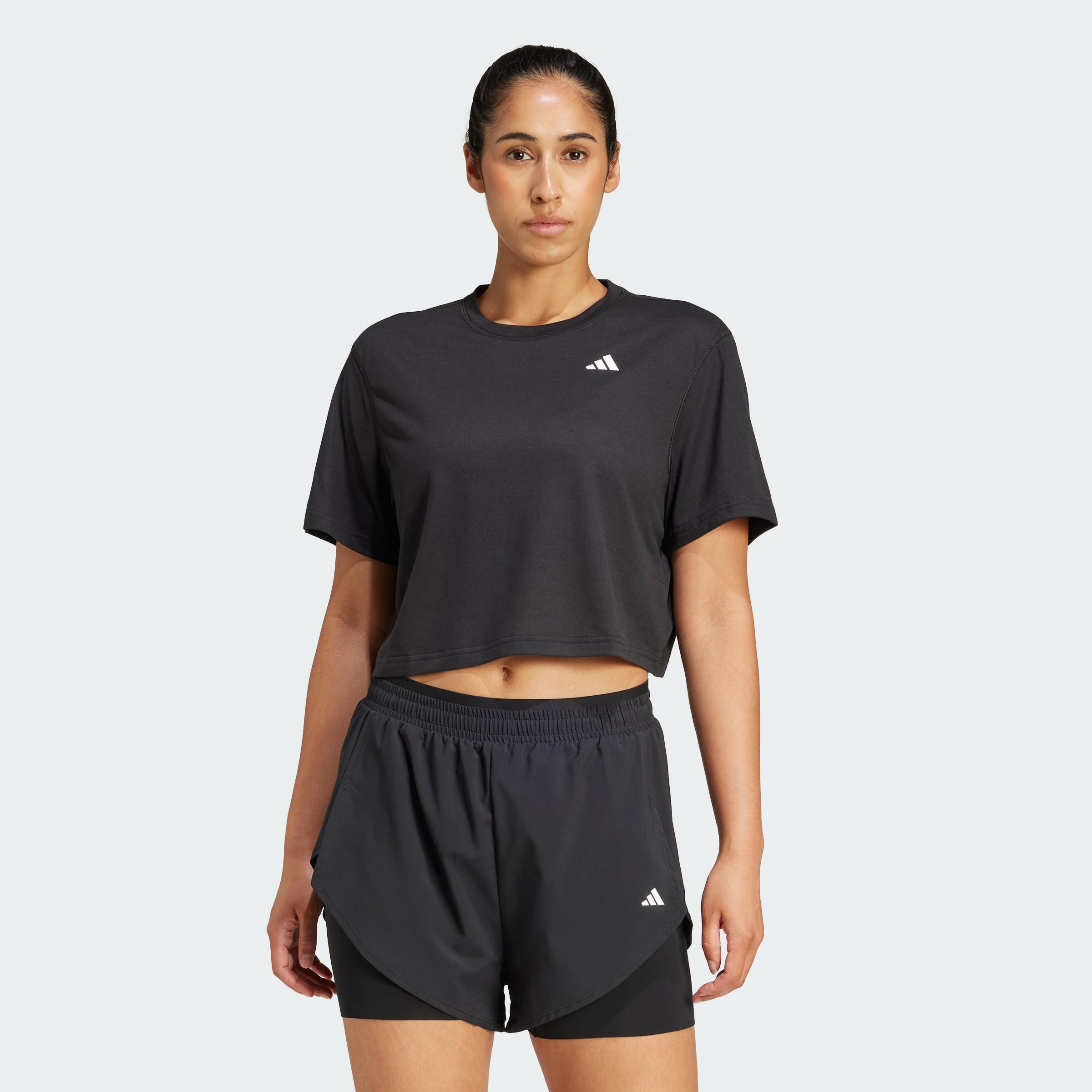adidas Women's Train Essentials Boxy Workout Shirt, Black, XXS