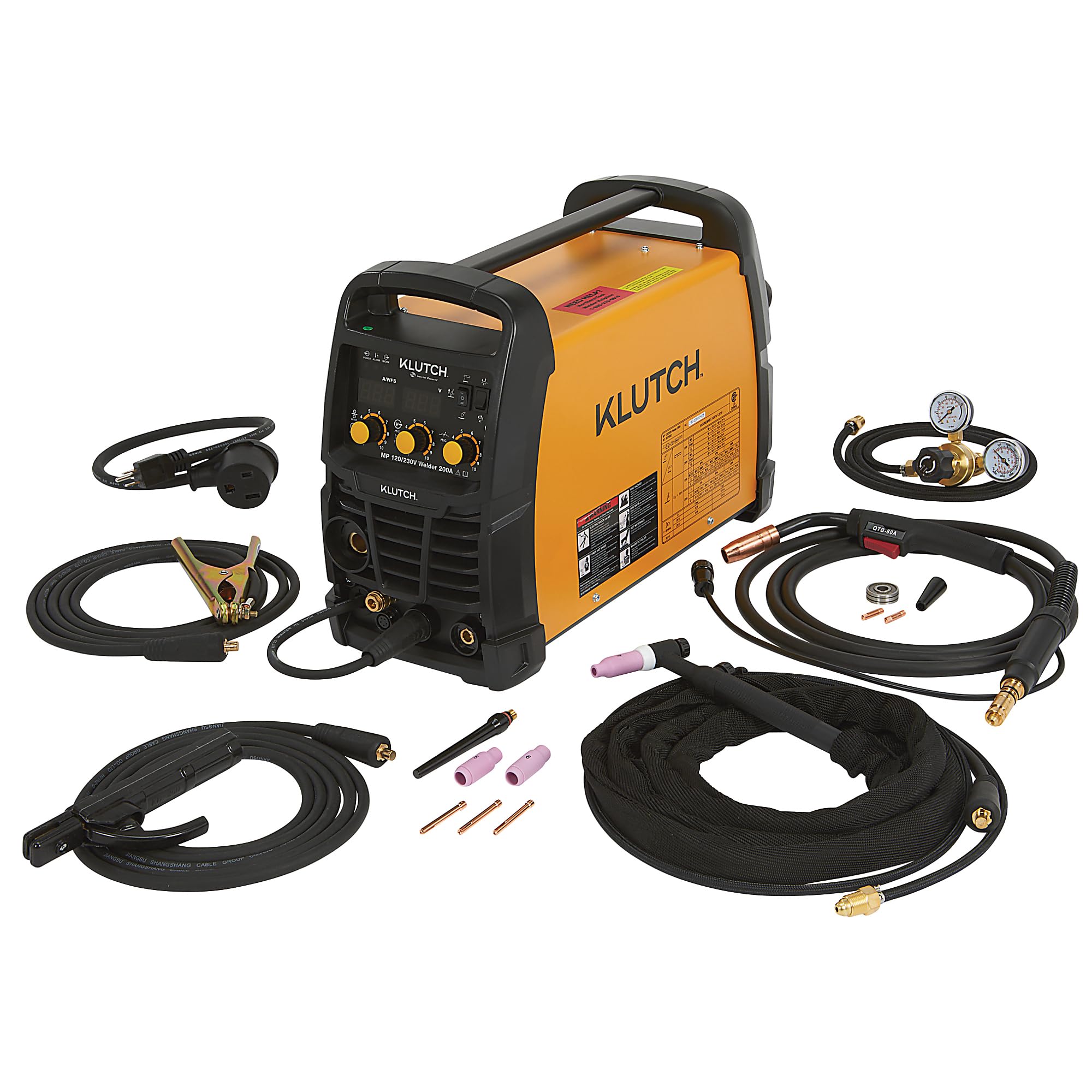Klutch Dual-Voltage 4-in-1 Multi-Process Welder, 200A, MIG/Flux
