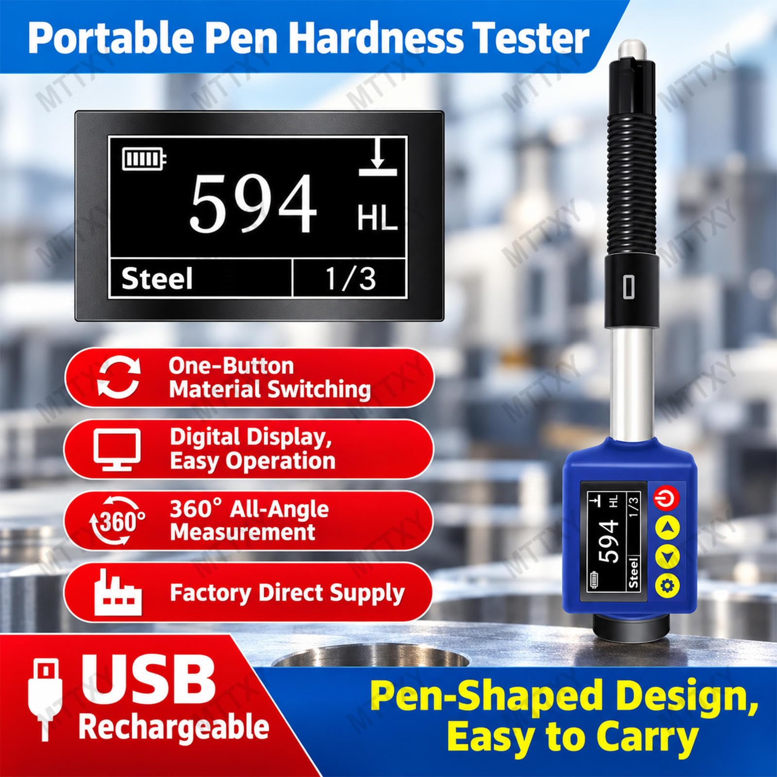 Durometro Leeb Portatile Digitale, 6 Scale, Display OLED