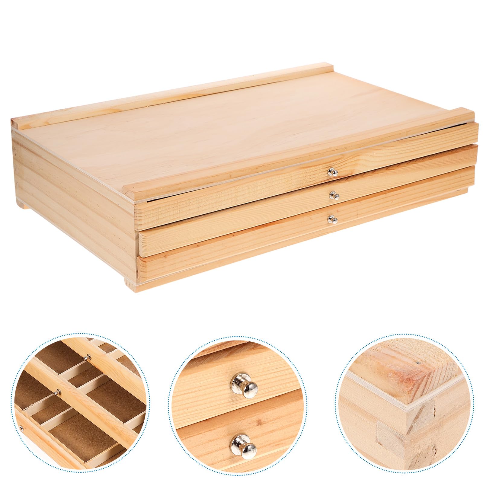 Holz Aufbewahrungsbox für Pinsel mit Mehrschichtiger Schublade Kreative Oberfläche zur Organisation von Künstlerbedarf und Stiften Am Schreibtisch