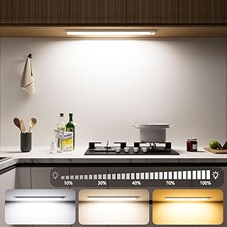 Schrankbeleuchtung 3000K 4000K 6500K, 43.5CM/108LEDs Bewegungsmelder Led Leiste 2500mAh Batterie, Unterbauleuchte Küche LED Farbmodi Dimmbar USB-C Wiederaufladbar, Led Lampe für kleiderschrank, Küche