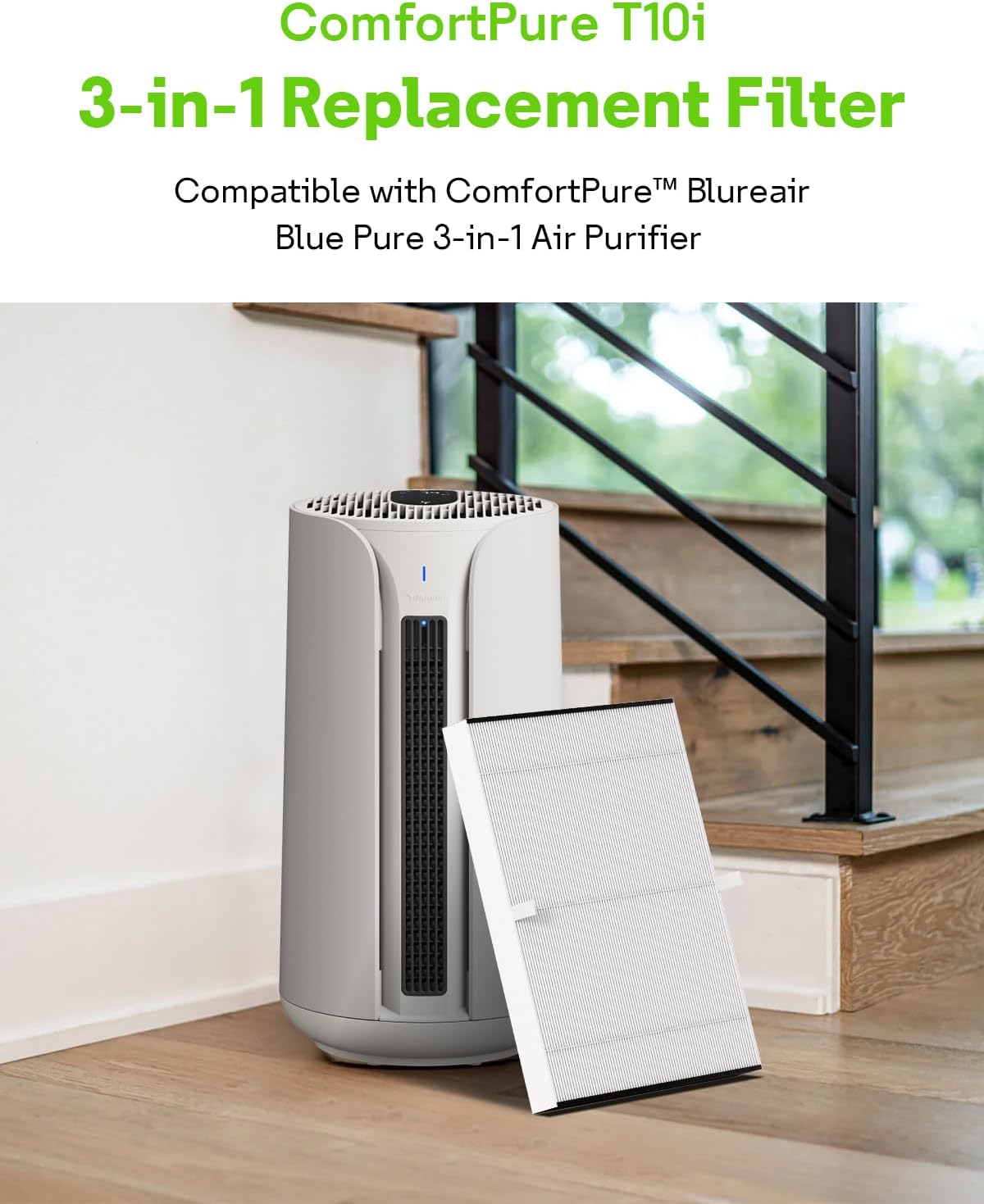 2 Pack T10i Replacement Filter Compatible with Blueair 3-in-1 ComfortPure Air Puri-fier, High-Efficient Activated Carbon Filter - Image 2