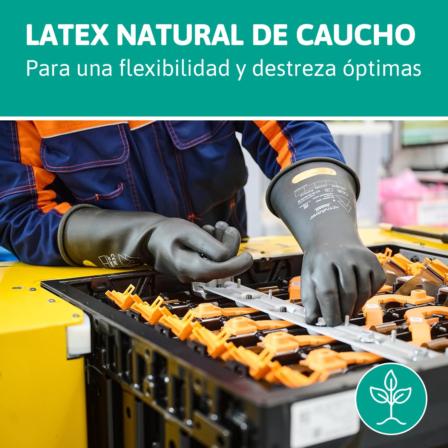 Ansell ActivArmr Guantes Aislantes Dieléctricos, Protección Eléctrica Class 0, Tensión 1000V, Trabajos con Electricidad, Látex de Caucho Natural, 36 cm, Negro, Talla L, 1 Par