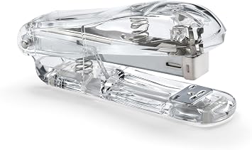 OSCO Clear Acrylic Stapler | 10 Sheet Capacity | Transparent | Standard 26/6mm Staples | Handheld | Top-Loading | H5.4 x W3.3 x D12.6 cm |